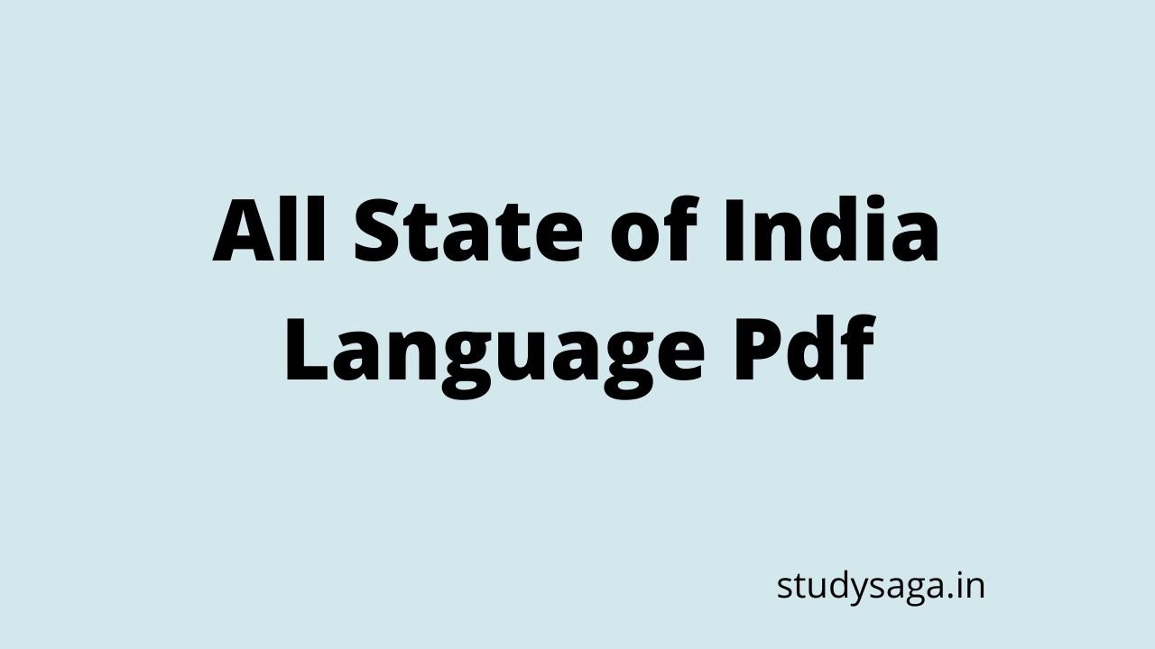 All State of India Language Pdf