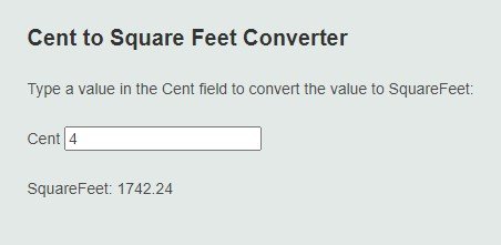4 Cent to Square Feet Converter
