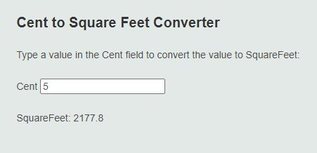 5 Cent to Square Feet Converter